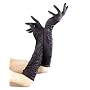 Long Black Temptress Ruches Satin Gloves