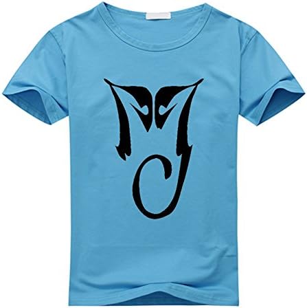 HanjieO Luxury Michael Jackson Star Painting Short Cotton Women T Shirt Small Sky Blue