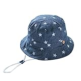 (ピーキー)Peigeeベビー用ハット つば広 赤ちゃんキャップ キッズ 帽子 子供サンバイザー フィッシャーマンハット 星柄 ジーンズ風 女の子 男の子 男女児 紫外線 UVカット