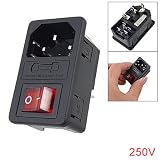read full review 3 Pin IEC320 C14 Inlet Male Power Socket w Fuse Switch 10A 250V