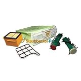6 Staubsaugerbeutel grün , Mikrofilter, Motorschutzfilter, Rundbürsten EB350/351 geeignet für Vorwerk Kobold 135, 136