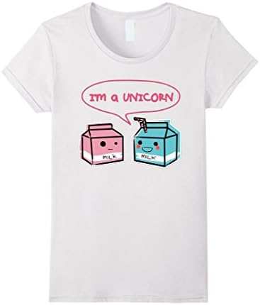 Women's Funny Unicorn Shirt, Cute Milk Carton, Kawaii New T-Shirt Medium White