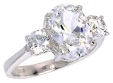 Sterling Silver 4.0 Carat Size Oval Cut Cubic Zirconia Bridal Ring
