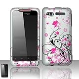 Rubberized Silver Black Pink Vine Flower Heart Polka Snap on Design Case Ha ....