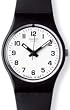 Swatch Women's Originals LB153 Black Rubber Quartz Watch with White Dial