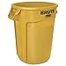 Rubbermaid 2610YELCT Round Brute Container, Plastic, 10 gal, Yellow, 6/Carton