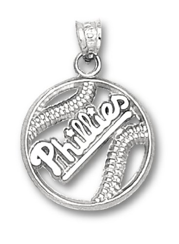 MLB Philadelphia Phillies Sterling Silver Pierced Baseball Pendant