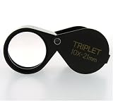 10x by 21mm TRIPLET professional JEWELERS LOUPE black with LEATHER CASE
