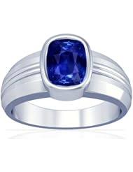 18K White Gold Cushion Cut Blue Sapphire Solitaire Ring