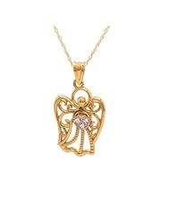 Klassics 10k Polished Diamond-Cut Angel Pendant Necklace, 18"