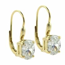 Simulated Diamond cz Oval LeverBack Lever Back Earrings