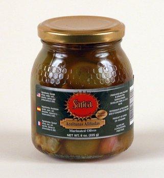 Marinated Green Alinada Olives ( 8 oz. ) by Sarica Foods