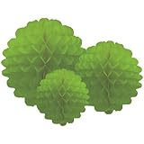 Party Partners Design Hanging Honeycomb Tissue Lime Green Pom-Pom Party Decoration Balls, Set of 3