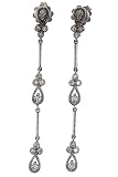 14K white gold line-earrings with diamonds