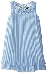Girls Cotton Sleeveless Belted Pleated  Shirt  Dress