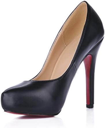 E FILLE PATRE Women's Zymogenm Thin High Heel Solid Color Red Bottom Pumps Black 7.5 M US