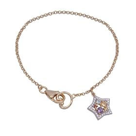 Buy 18k Yellow Gold Overlay Sterling Silver Multi-Gemstone and Diamond Star Charm Bracelet, 7.25 by Amazon.com Collection