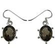 Silver Black Smokey Quartz Drop-Earrings Indian Jewelry 1 inches
