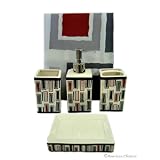 5pc Red Retro Bathroom Set Shower Curtain Accessories by American Chateau