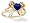 14K Yellow Gold Heart Created Sapphire and Diamond Bow Ring - Size 4