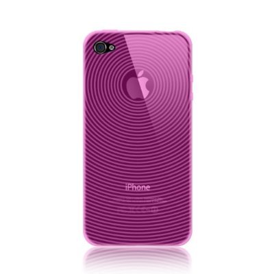 MiniSuit iPhone 4 TPU Skin Case compatible for iPhone 4G / 4th Generation 16GB / 32GB + MiniSuit LCD Cleaner keychain - Hot Pink Circle