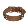 1.5 in. Cone Studded Bully Leather Dog Collar model 125.1 (Brown, 23 in.)