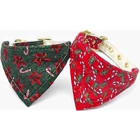 Holiday Candy Cane Dog Collar Bandana Set Size 14 by Mirage