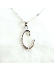 Sterling Silver Initial Charm Necklace, Letter C