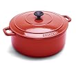 World Cuisine Round Enamel Cast Iron Dutch Oven 2 1/2 Quart with Lid, Red