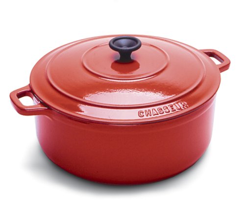 World Cuisine Round Enamel Cast Iron Dutch Oven 2 1/2 Quart with Lid, Red