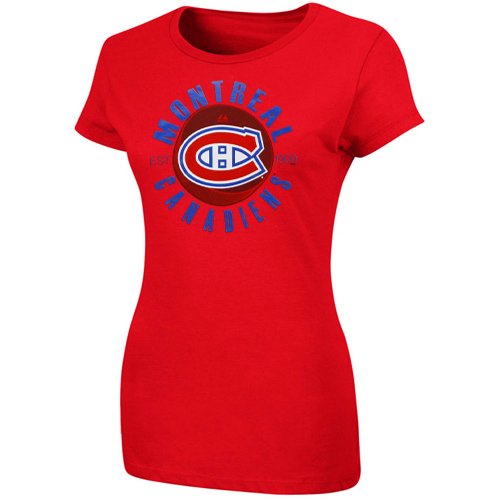 NHL Women's Montreal Canadiens Unbreakable Spirit Short Sleeve Crew Neck Tee (Athletic Red, Small)