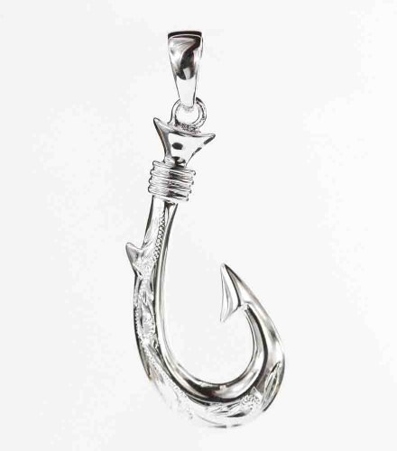 Fishing Hook Pendant - Silver Hawaiian Jewelry, * FREE Shipping from Hawaii
