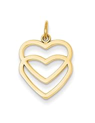 14k Yellow Gold Double Heart Pendant. Metal Wt- 0.75g