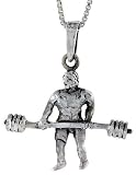 Sterling Silver Weightlifter Charm, 1 3/8 (35mm).