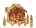 Olive Wood Nativity Set with Rustic Stable (Bark Roof)