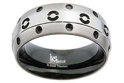 Two Tone 8mm Titanium Ring w/ Black Circle Pattern