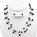 Gem Stone King 18inches Blue 3-String Cultured Freshwater Pearl Necklace Earrings Set