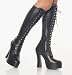 ELECTRA 5 Inch Stack Heel w/1 1/2 Inch Platform Boots Black Stretch Pleaser