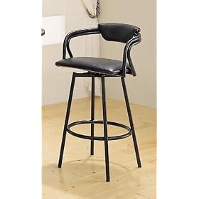 Set of 2 R Style Satin Black Retro Bar Stool Pub Stools by AtHomeMart