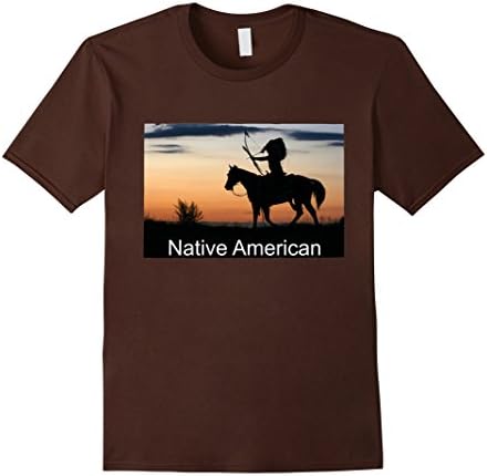 NATIVE AMERICAN INDIAN CHIEF SHIRT Horse T-Shirt Sunset Bow - Male XL - Brown