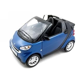 2007 Smart For Two Cabrio Diecast Car Model 1/18 Blue Minichamps