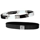 Set of 2Message Bracelets - 3-Band Bangle/ Black Skull