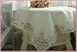Elegant Pink Rose Embroided/cutwork Table Cloth 33"x33"