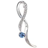 Ribbon Twisted Blue Rhinestone Pin Brooch