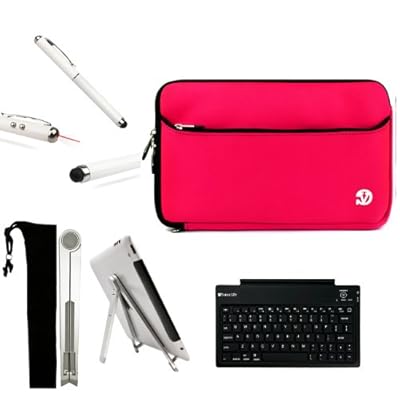 Neoprene Professional Executive Deluxe Business Office Sleeve Cover with Extra Pocket For Toshiba Excite 10 & Toshiba Excite 10 LE + Includes a Slim Travel Wireless Bluetooth Keyboard + Includes a High Quality 2 Way Pocket Tablet Stand + Includes a Professor Pen 3 in 1 Red Laser Pointer / LED White Light / Stylus / White Pen