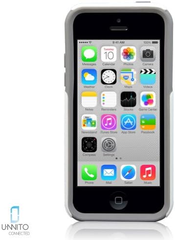 UnnitoTM [HYBRID] *1 Year Warranty* Protective Case [DUAL LAYERED] Commuter Protection Cover [+Free Screen Protector] (White / Grey - iPhone 5C)