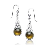 Bling Jewelry Celtic Knots Sterling Silver Round Amber Earrings