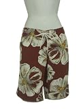 Women's Board Shorts, Flower Maroon