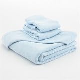 3 Piece Bamboo Baby Set w Hooded Blanket Bath Towel and 2 Wash cloths - Powder Blue by ThinkBamboo - Bamboo Towels
