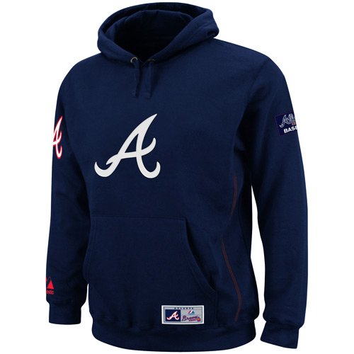 MLB Men's Atlanta Braves Be Proud Long Sleeve Hooded Fleece Pullover, Athletic Navy, Large